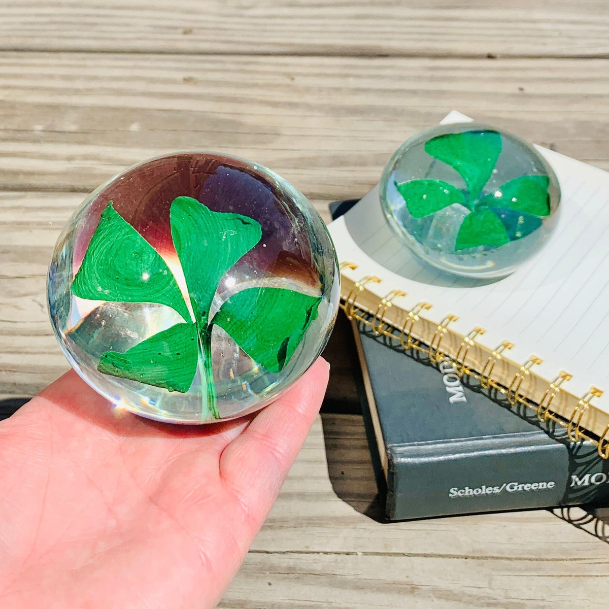 Four Leaf Clover Glass Paperweight Decor Lyman 