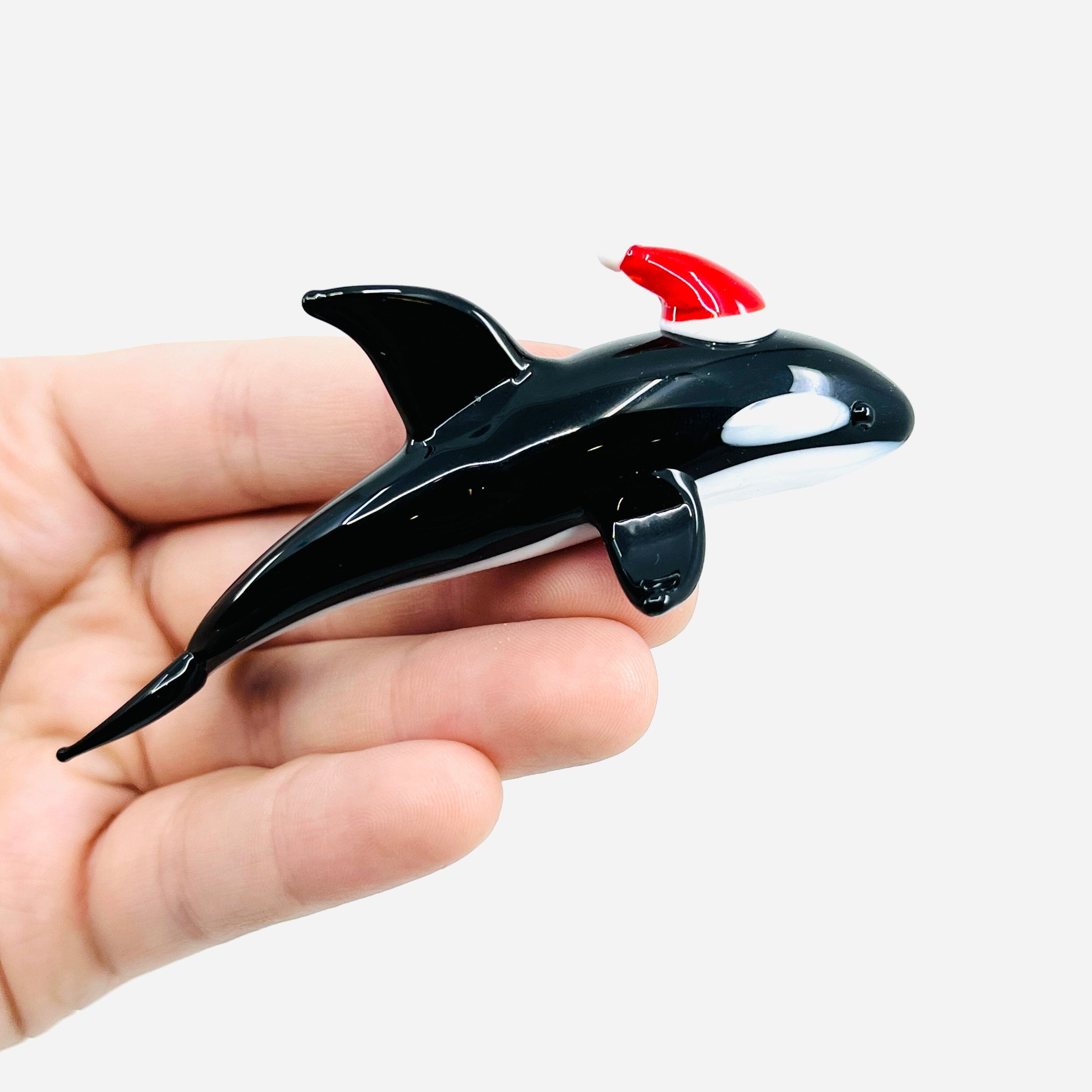 Festive Pocket Orca - Luke Adams Glass Blowing Studio