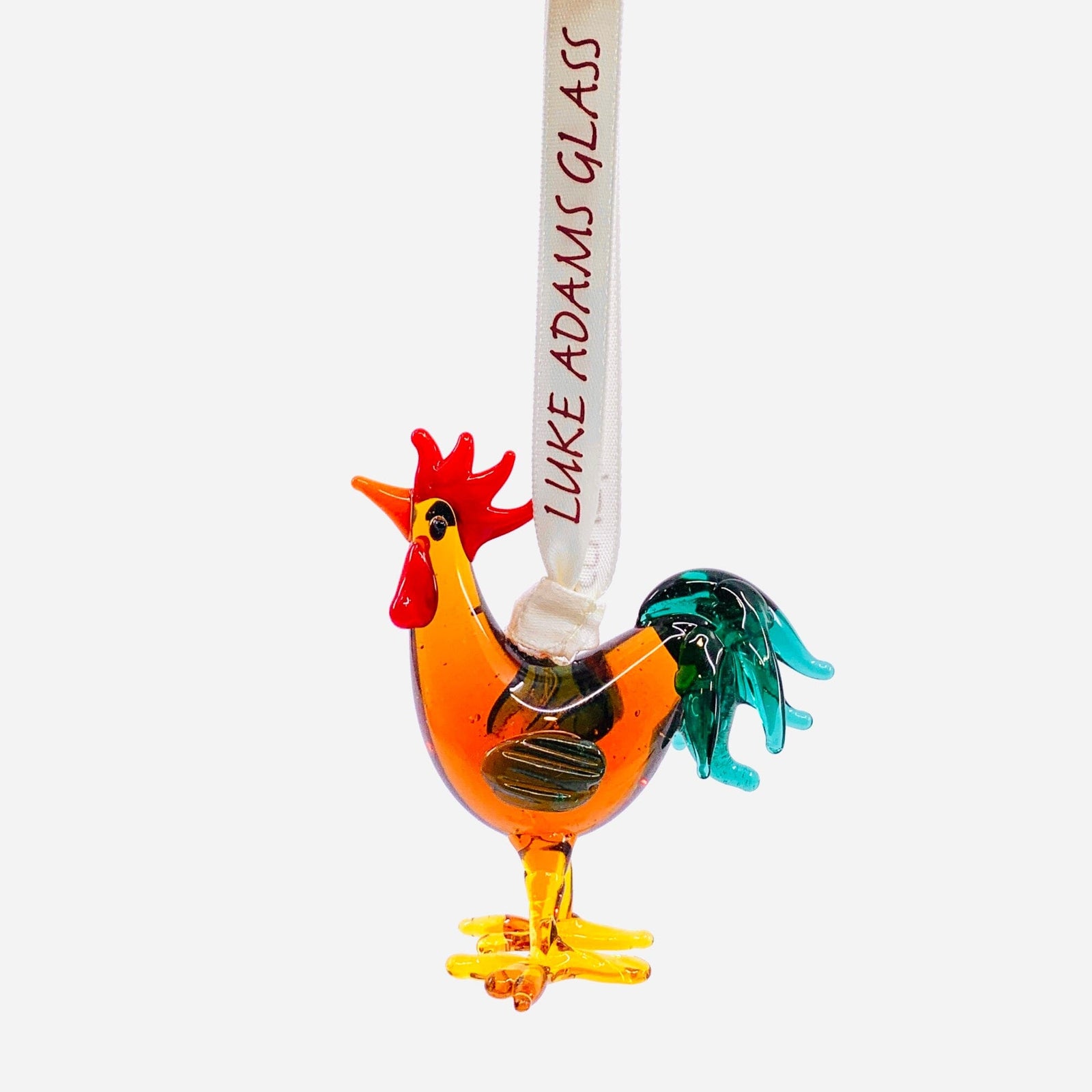 Ribbon Glass Ornament, Rooster Art Studio 