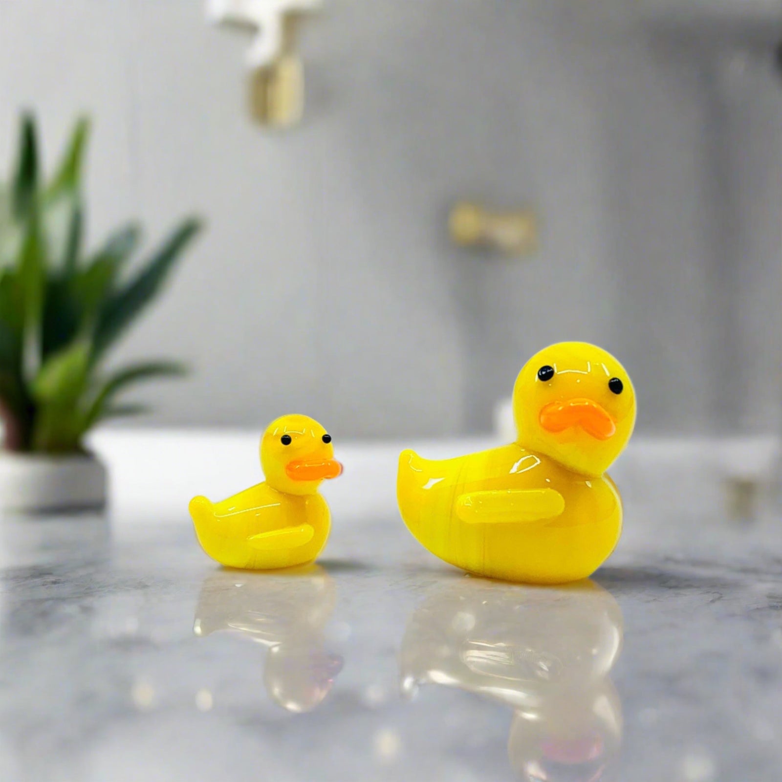 Tiny Mom and Baby Rubber Ducky Miniature - 