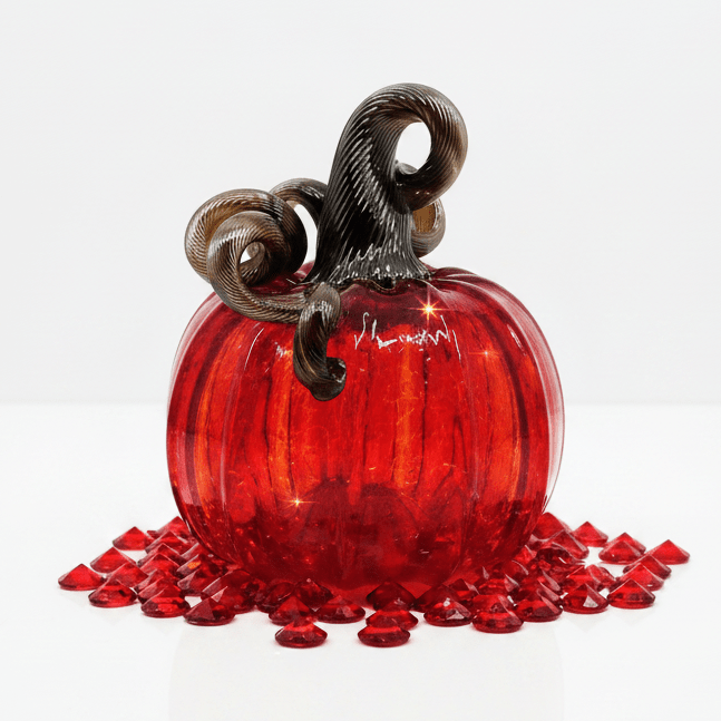 Mini Pumpkin, Ruby Pumpkin Luke Adams Glass Blowing Studio 