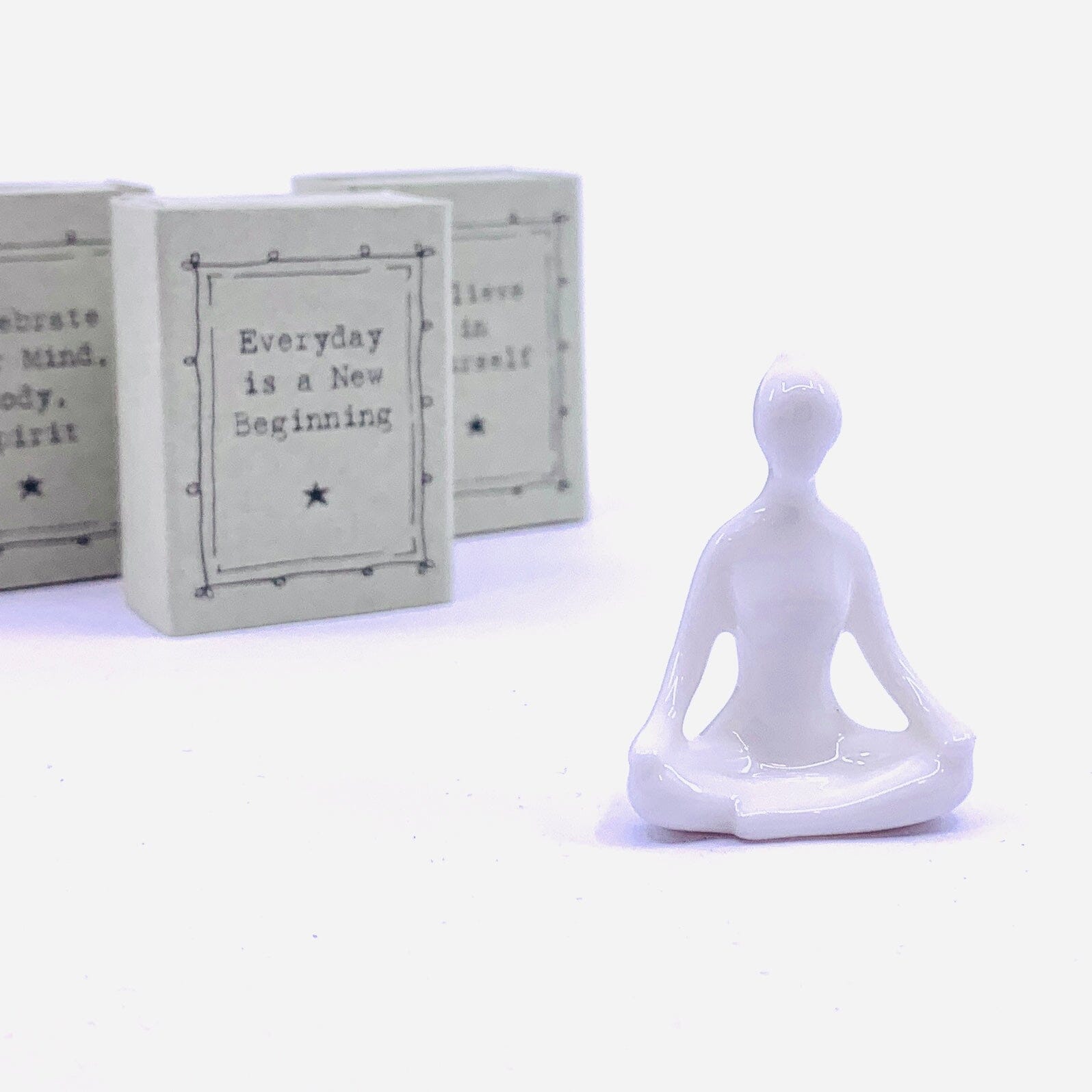 Porcelain Lotus Position Meditating Matchbox Miniature Two's Company 