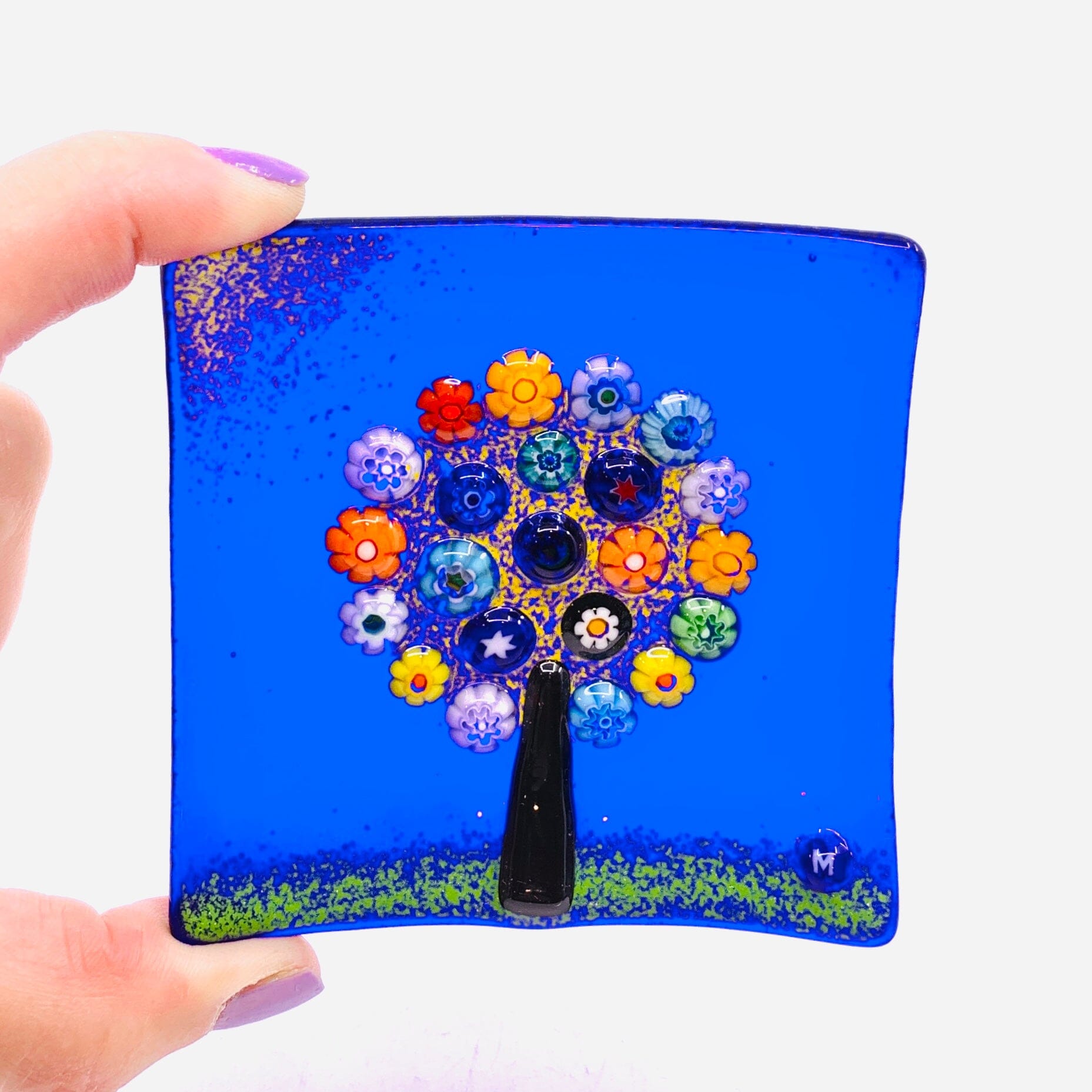 Tree of Life Murano Plate 1 Blue Gage Inc, LLP 