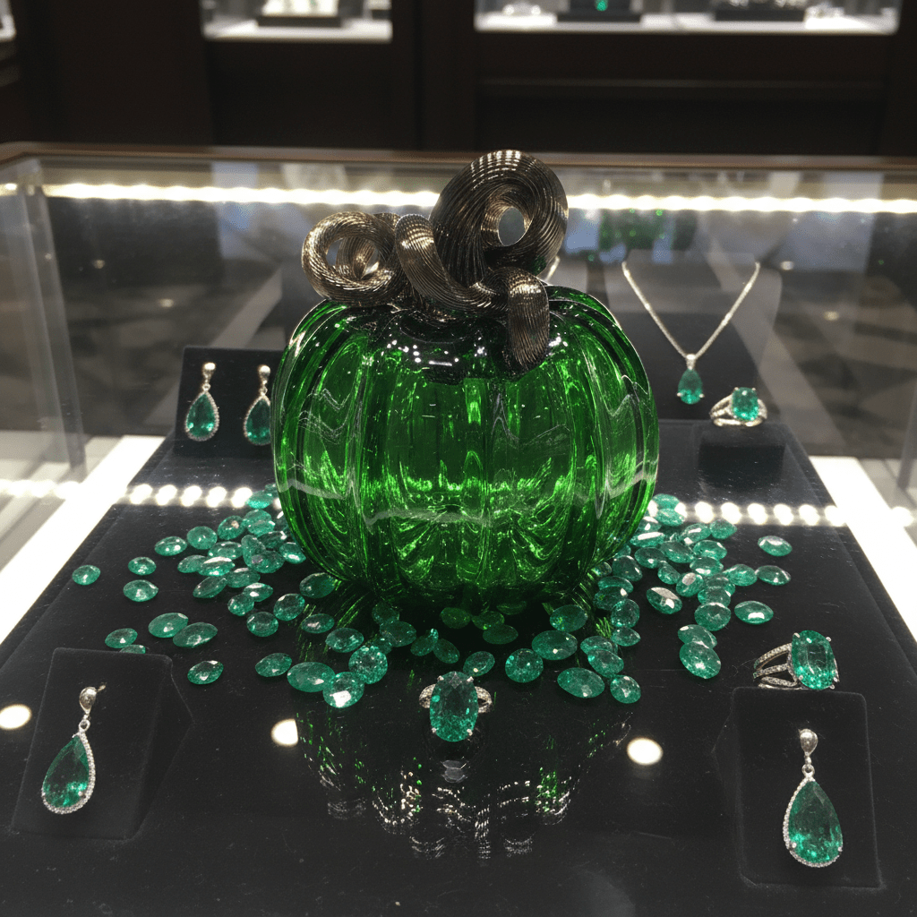 Mini Pumpkin, Emerald Pumpkin Luke Adams Glass Blowing Studio 