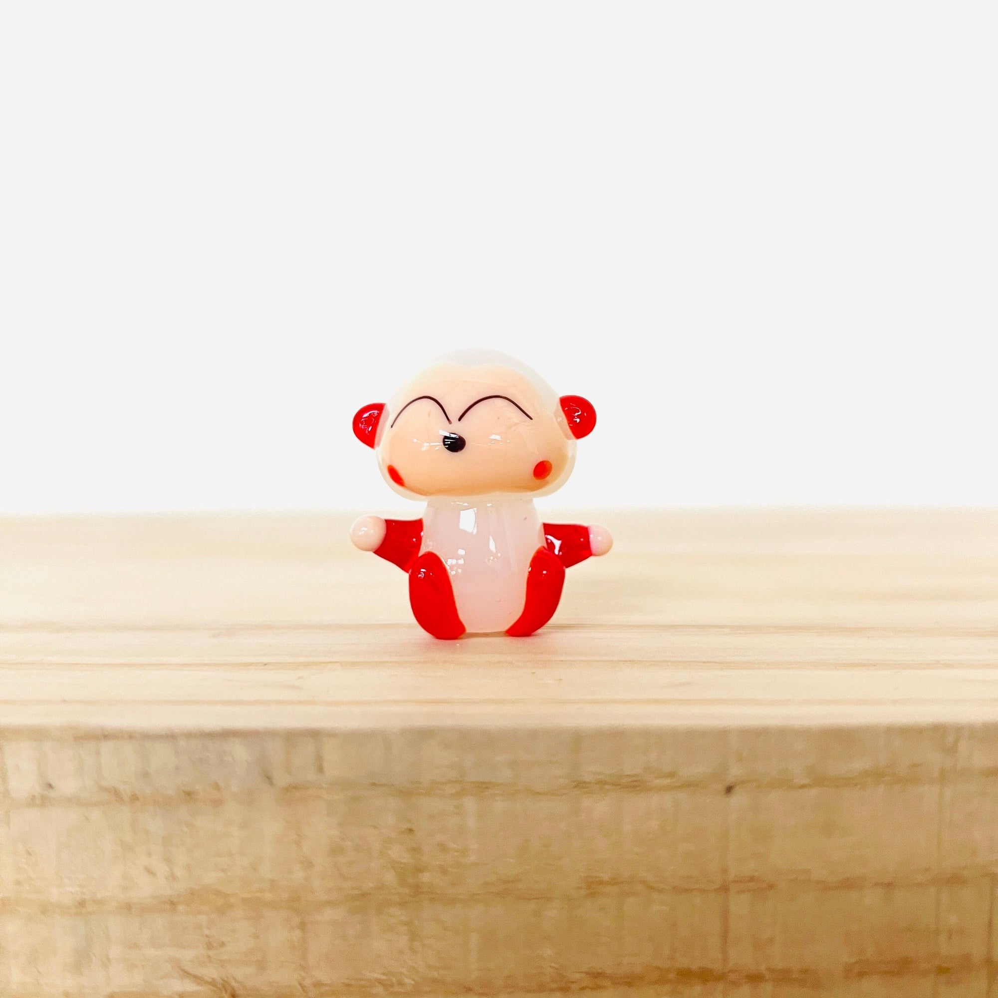 Tiny Glass Monkey, Red/White Miniature Alex 