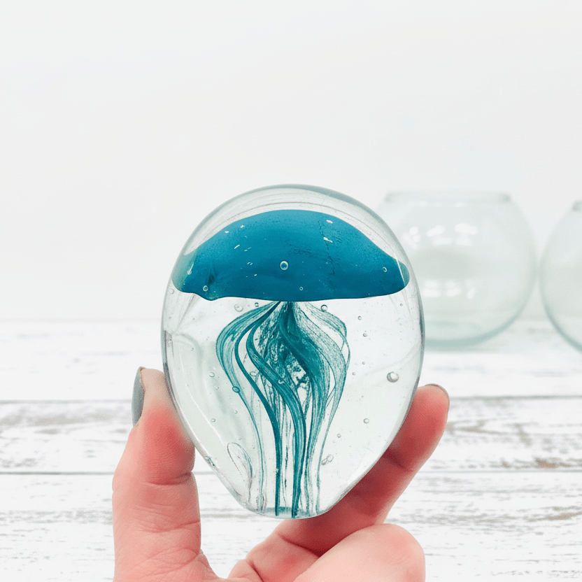 Bubble Glow in the Dark Jellyfish Paperweight 3, Turquoise B Decor Chesapeake Bay 