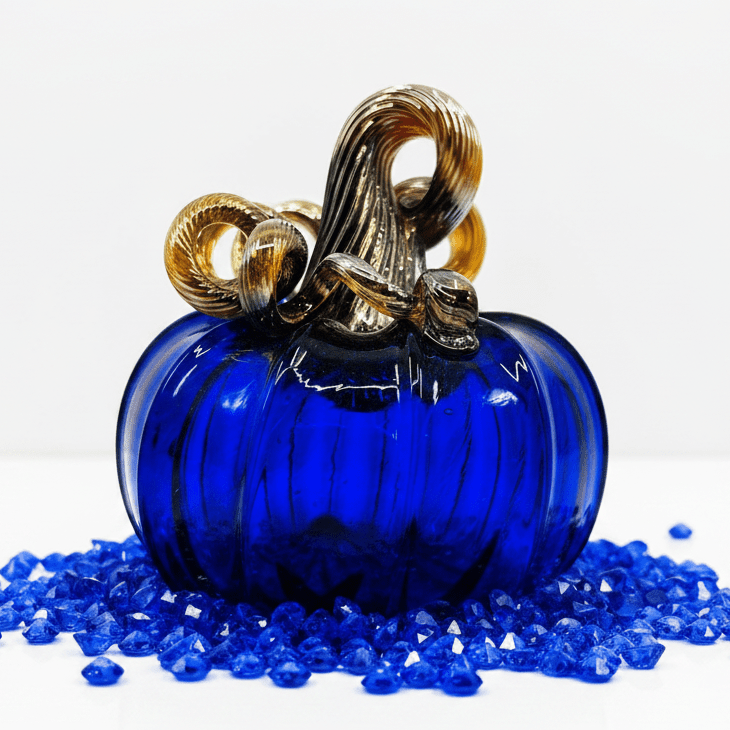 Mini Pumpkin, Sapphire Pumpkin Luke Adams Glass Blowing Studio 