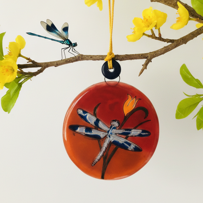 Fair Trade Ornament 46 B&W Dragonfly