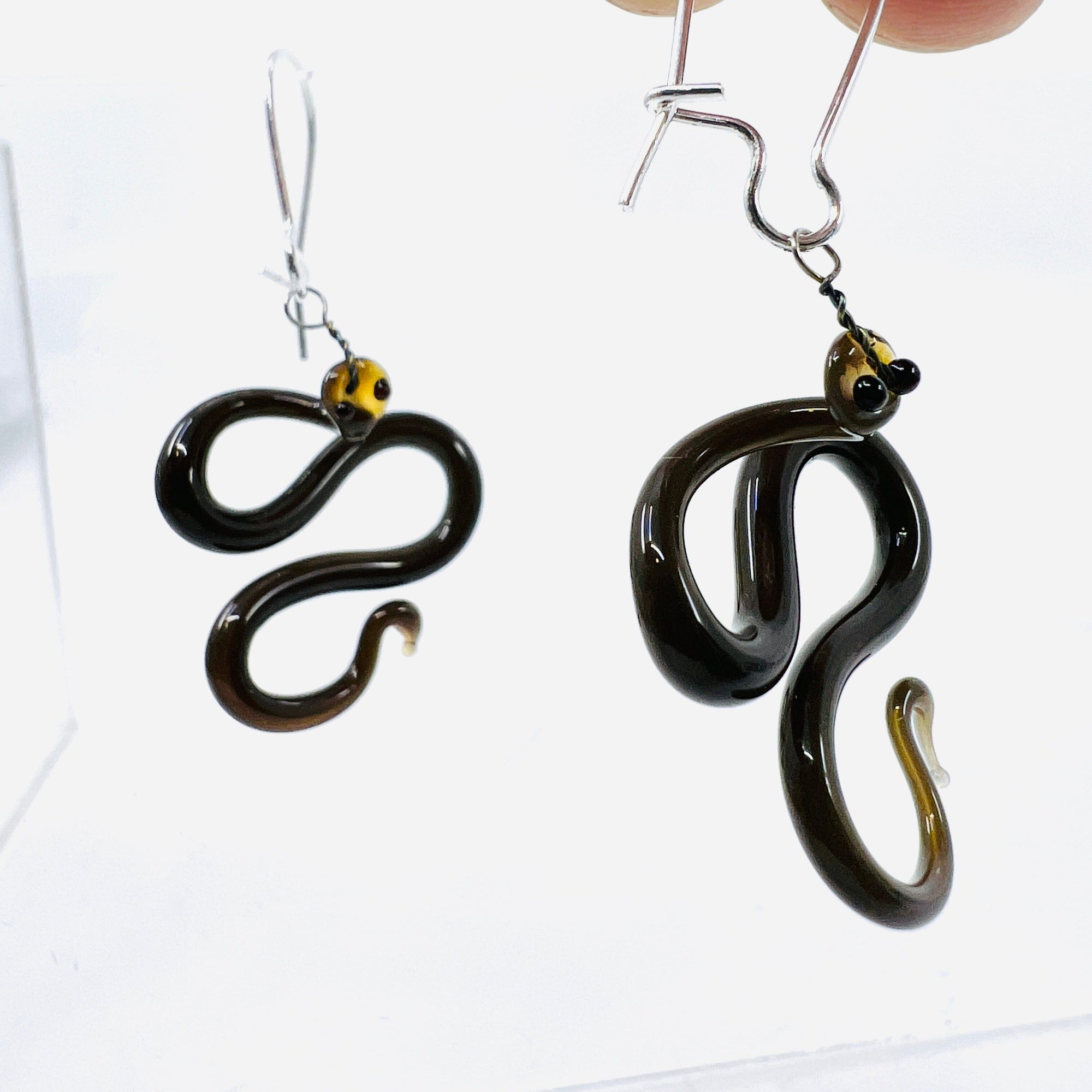 Tiny Animal Earrings 12 Snakes Miniature WGK Glass 