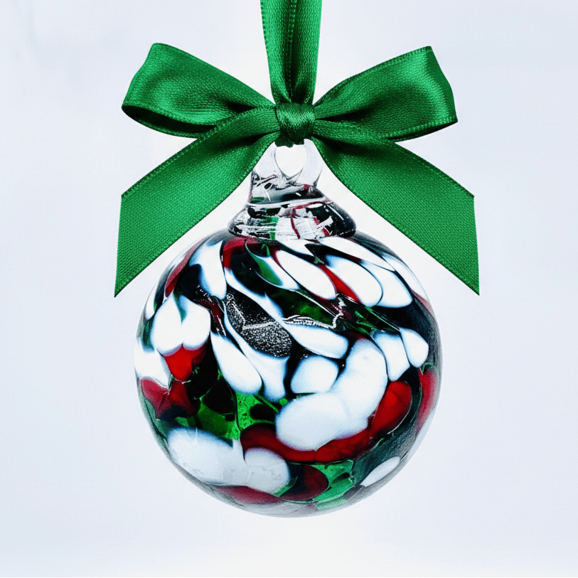 Mini Holiday Ornament, Holly Ornament Luke Adams Glass Blowing Studio 