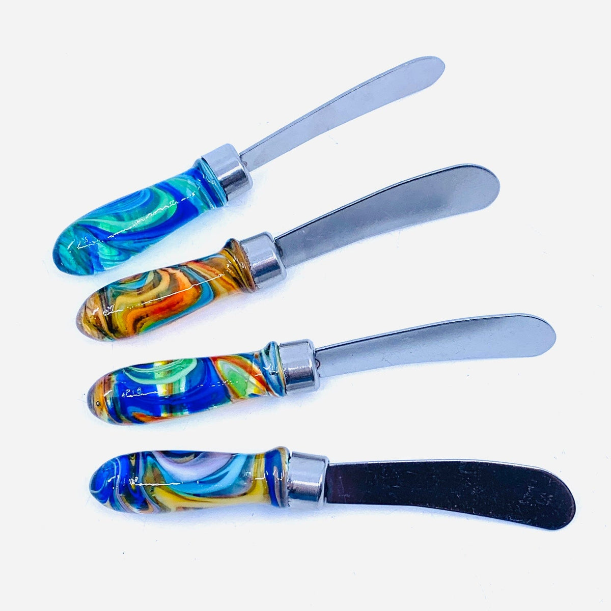 Swirl Glass Spreaders, Blue Decor Gift Essentials 