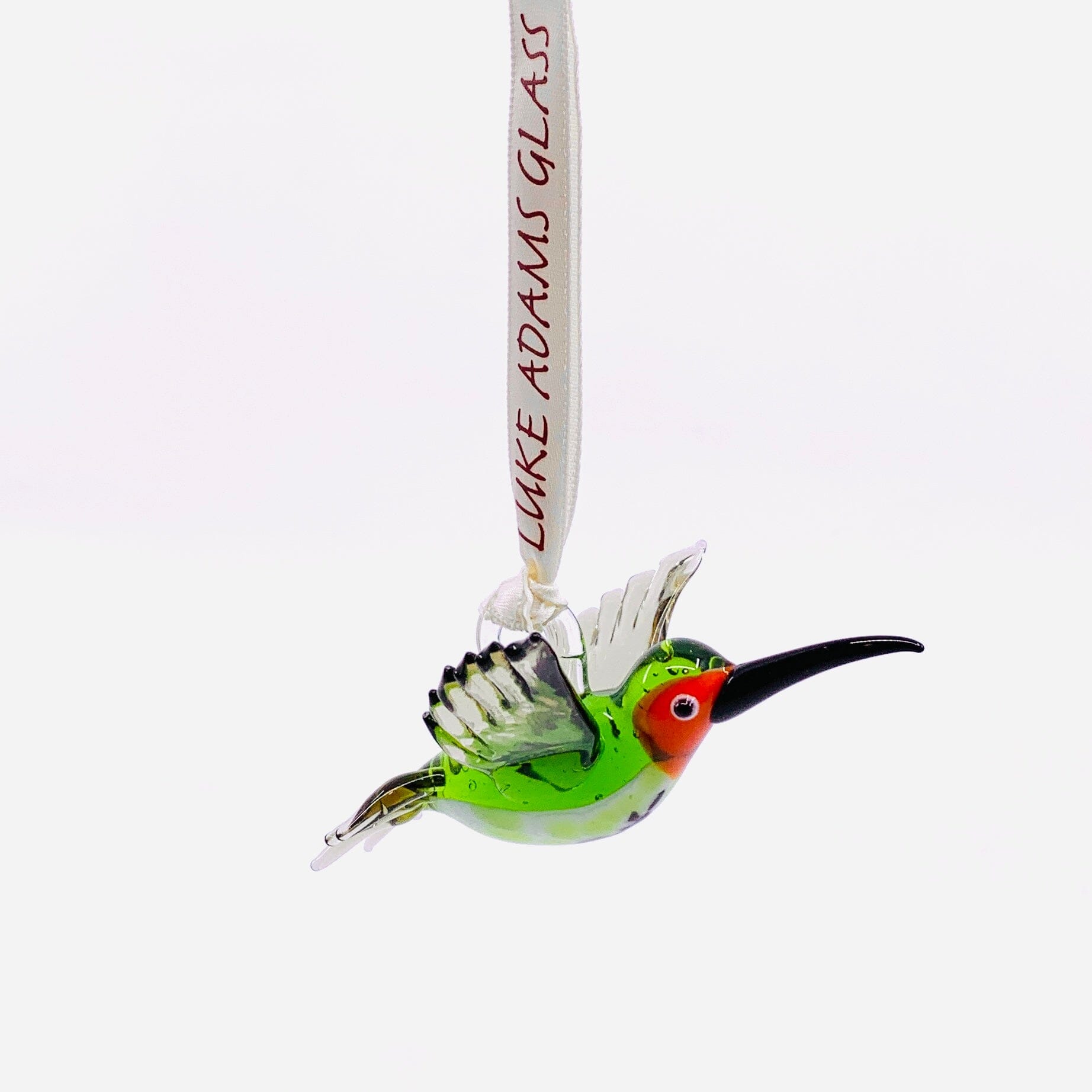 Ribbon Glass Ornament, Hummingbird Art Studio 