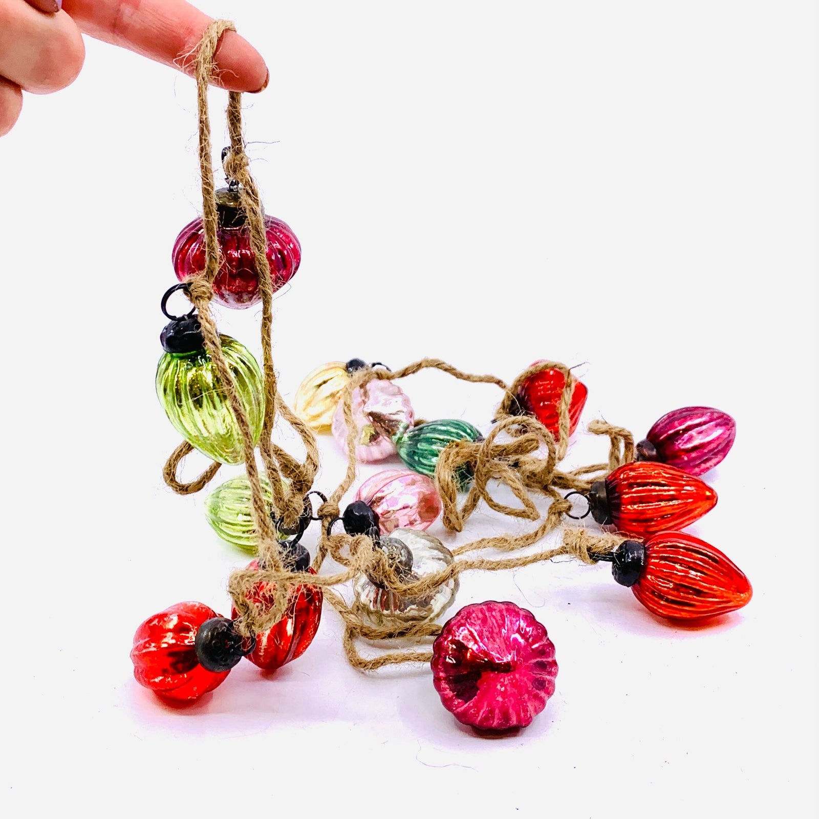 Mercury Glass Mini Ornament Garland, Multi India House Brass 