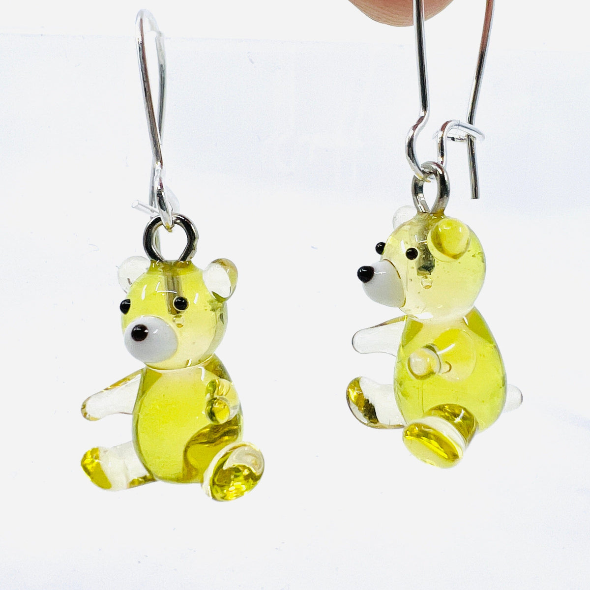 Tiny Animal Earrings 6 Teddy Bear Miniature WGK Glass 