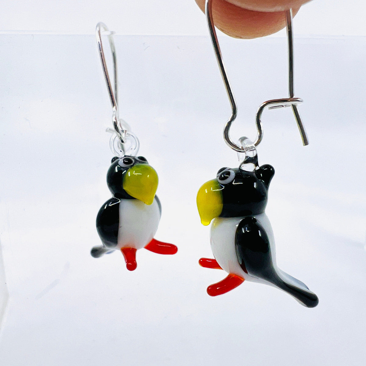 Tiny Animal Earrings 4 Bird Miniature WGK Glass 