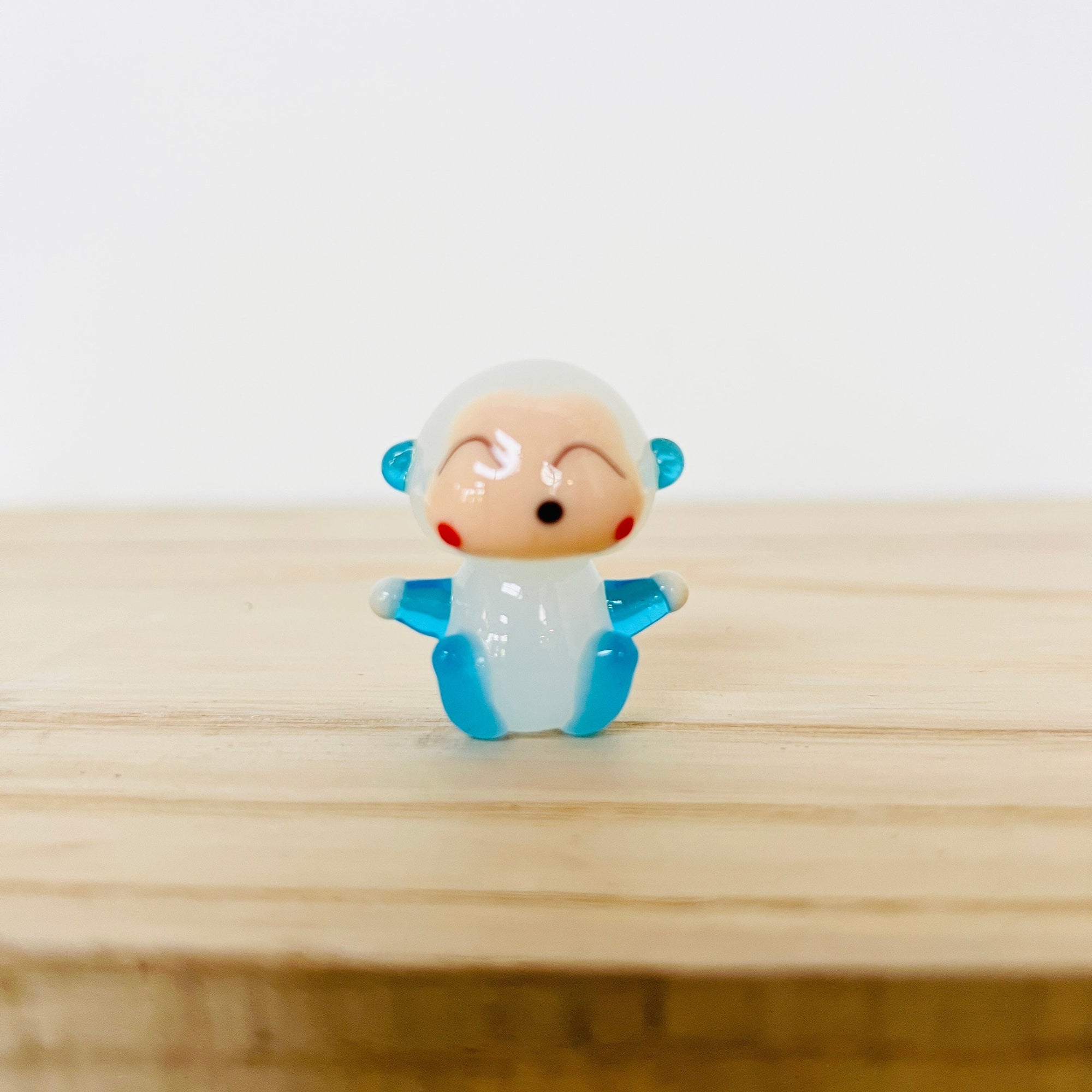 Tiny Glass Monkey, Blue/White Miniature Alex 