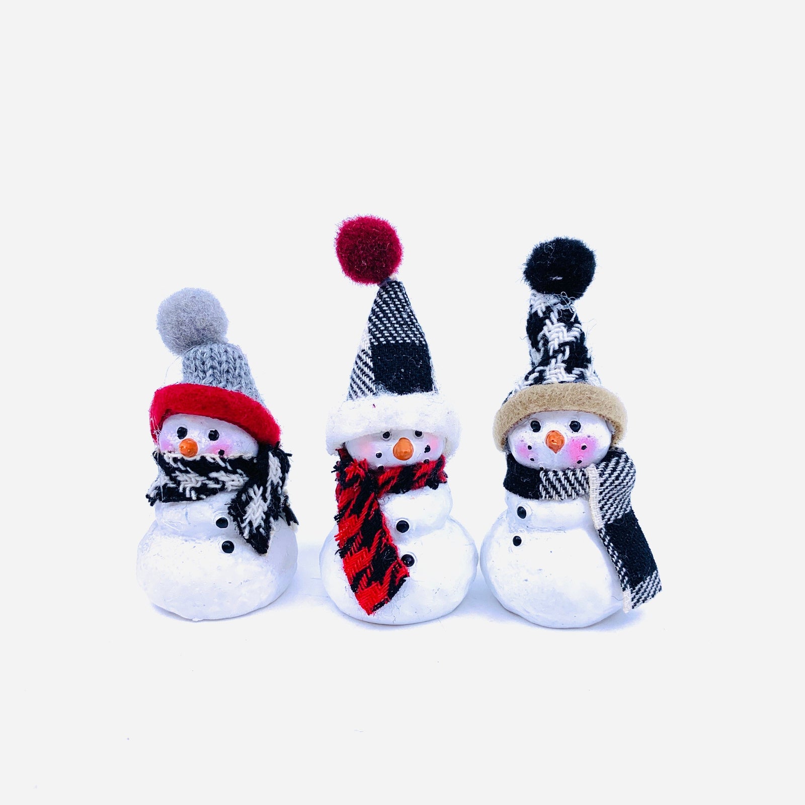 Cozy Snowmen Pocket Charm Miniature GANZ Black Hat 