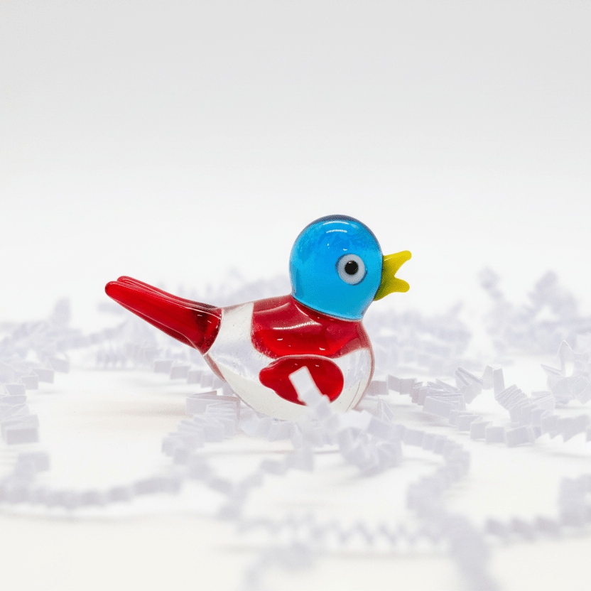 Tiny Red and Blue Songbird Miniature Alex 