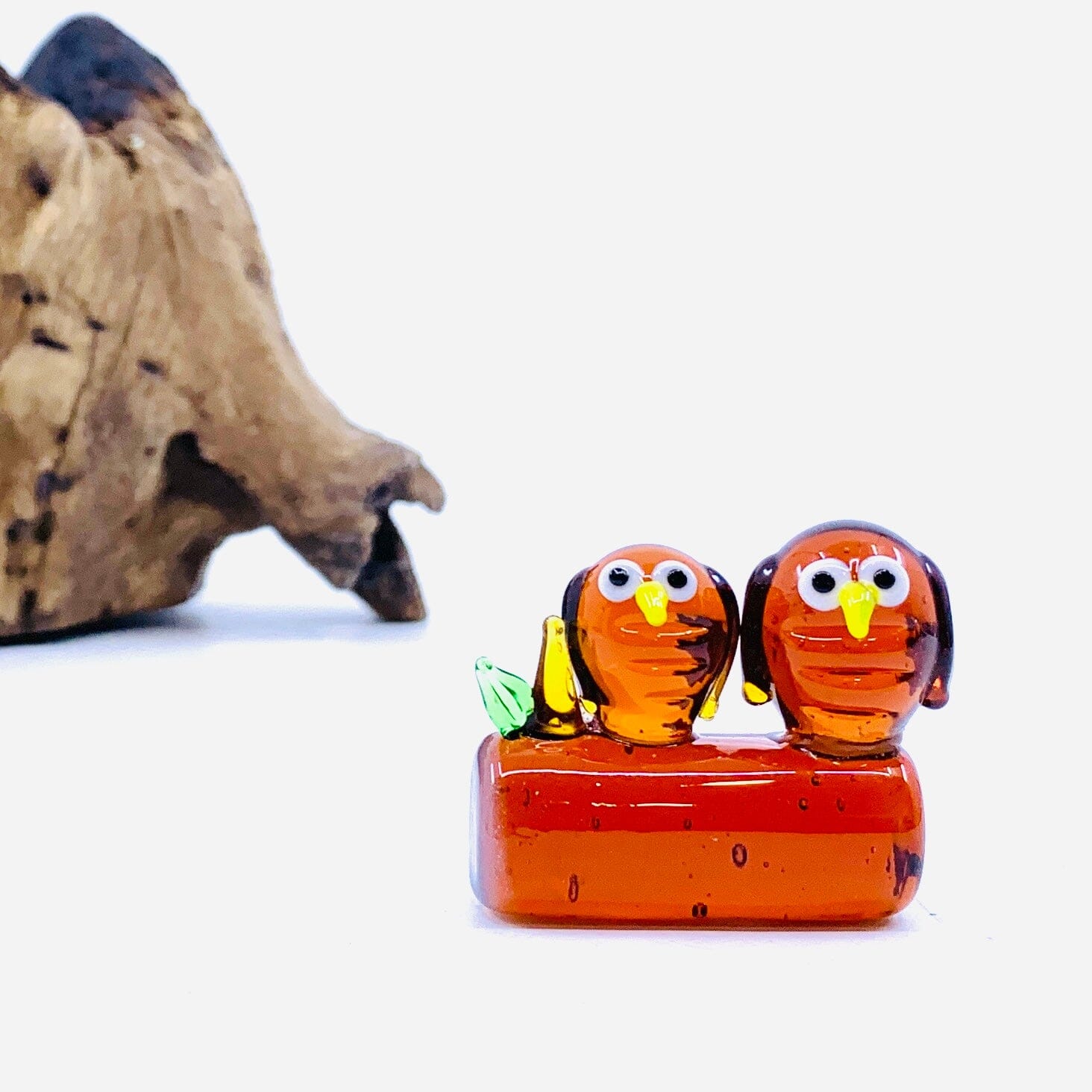 Tiny Owls on Log 80 Miniature Alex 