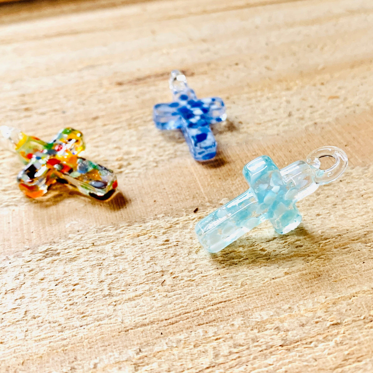 Glass Cross Pendants, Stained Glass - 
