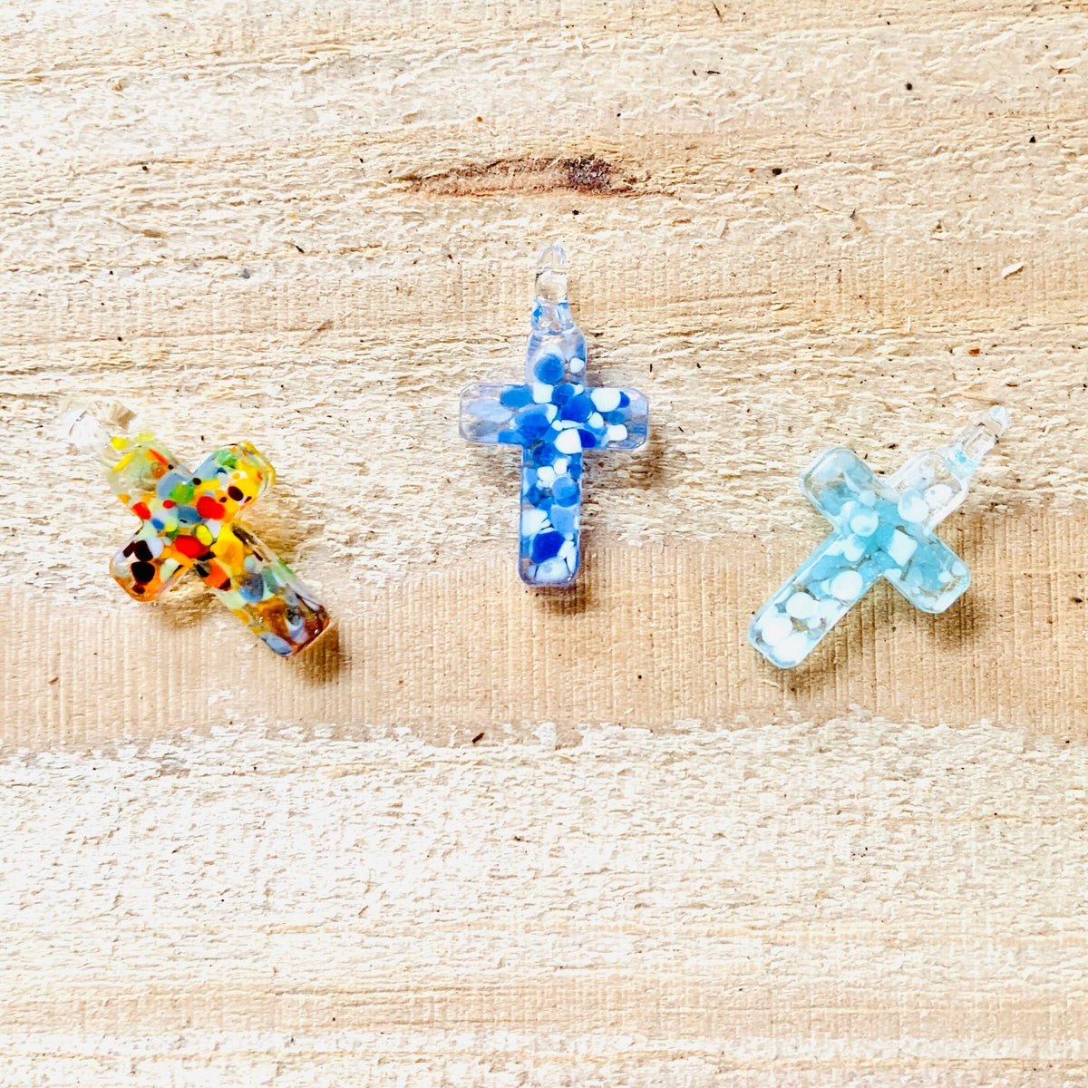 Glass Cross Pendants, Stained Glass - 