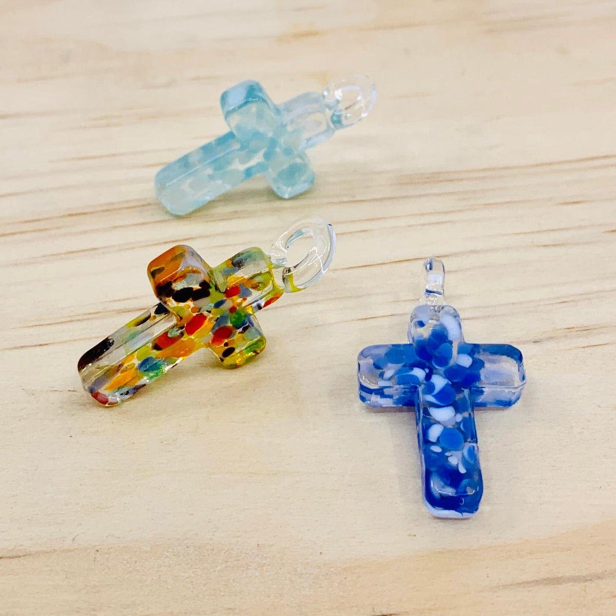 Glass Cross Pendants, Stained Glass - 