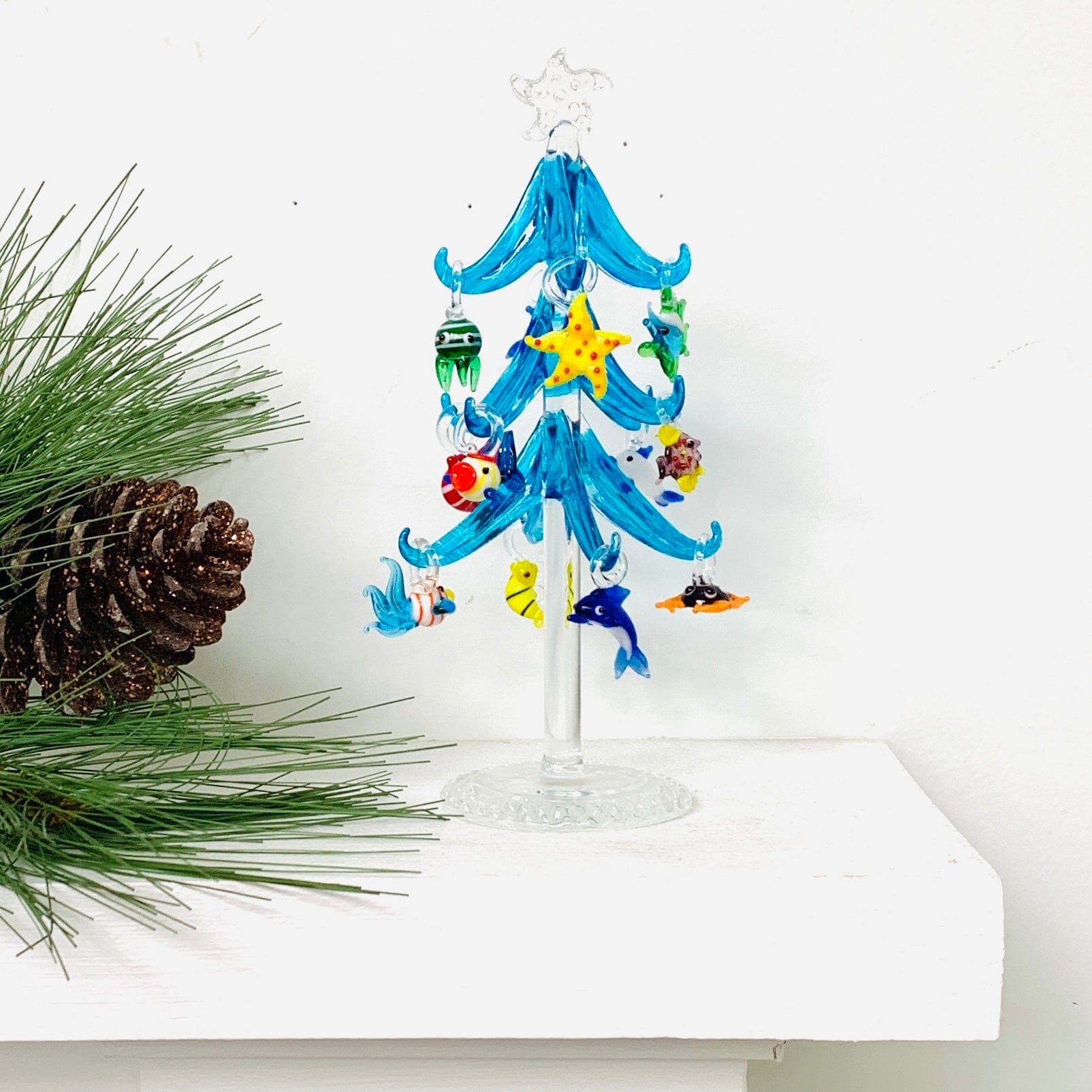 Ultimate Glass Miniature Christmas Tree 6 “Sea Life” Decor Gift Essentials 