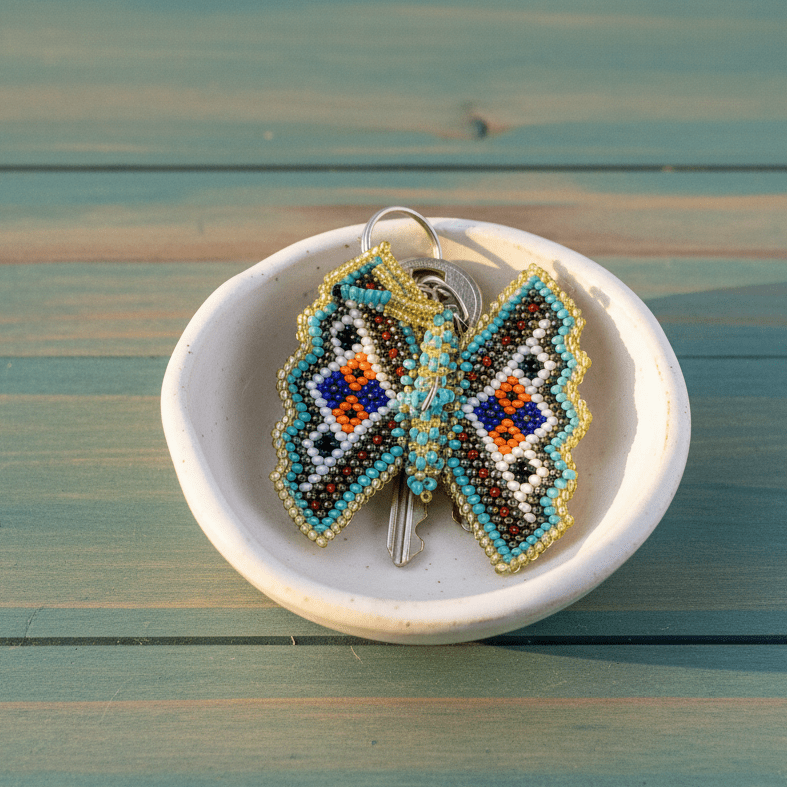 Glass Beaded Keychain, Butterfly Accessory Lumily 