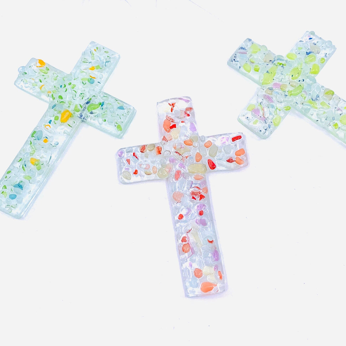 Fused Hanging Cross, Bouquet Ornament GANZ 