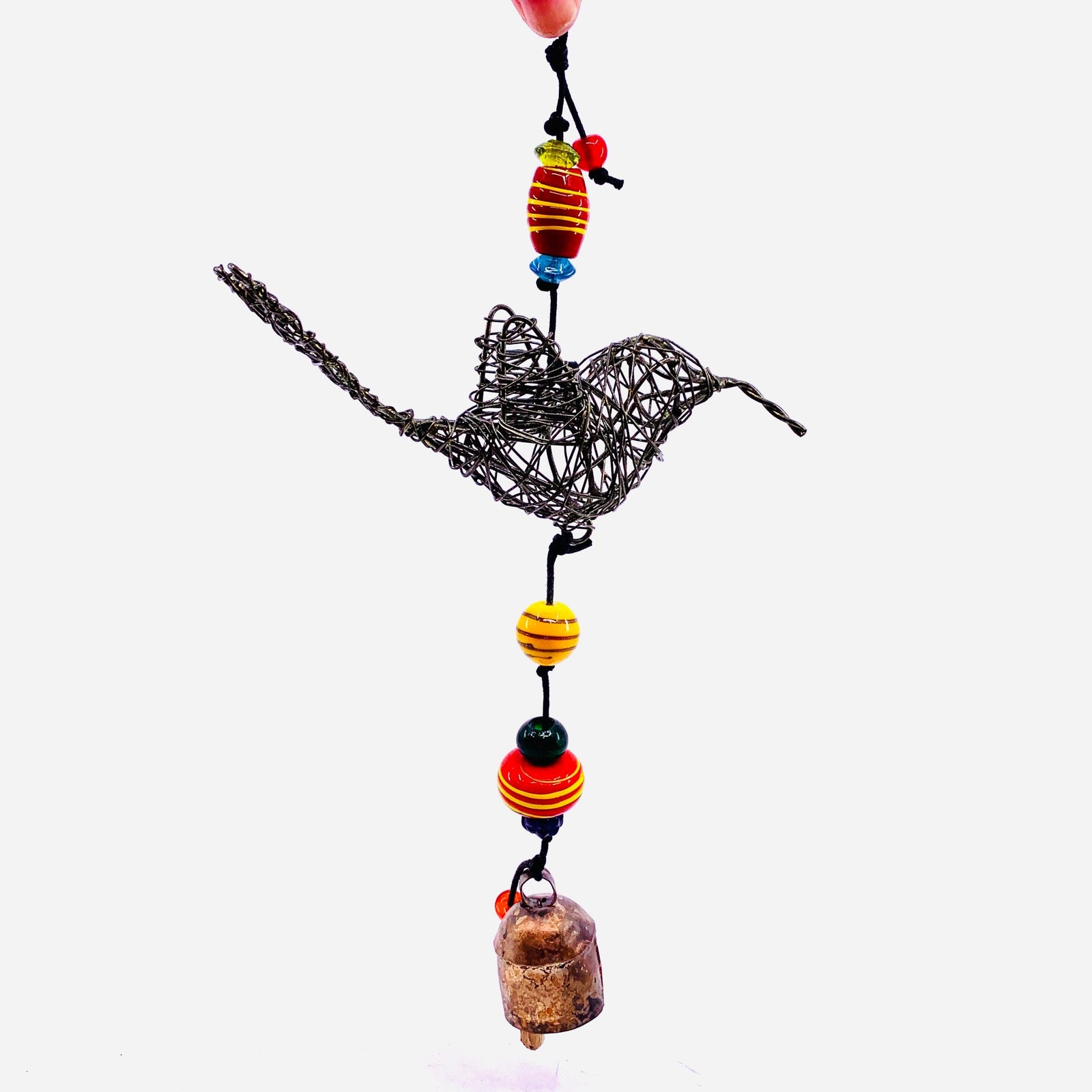 Hanging Beaded Glass with Bell, Hummingbird 6 Decor MOKSHA 