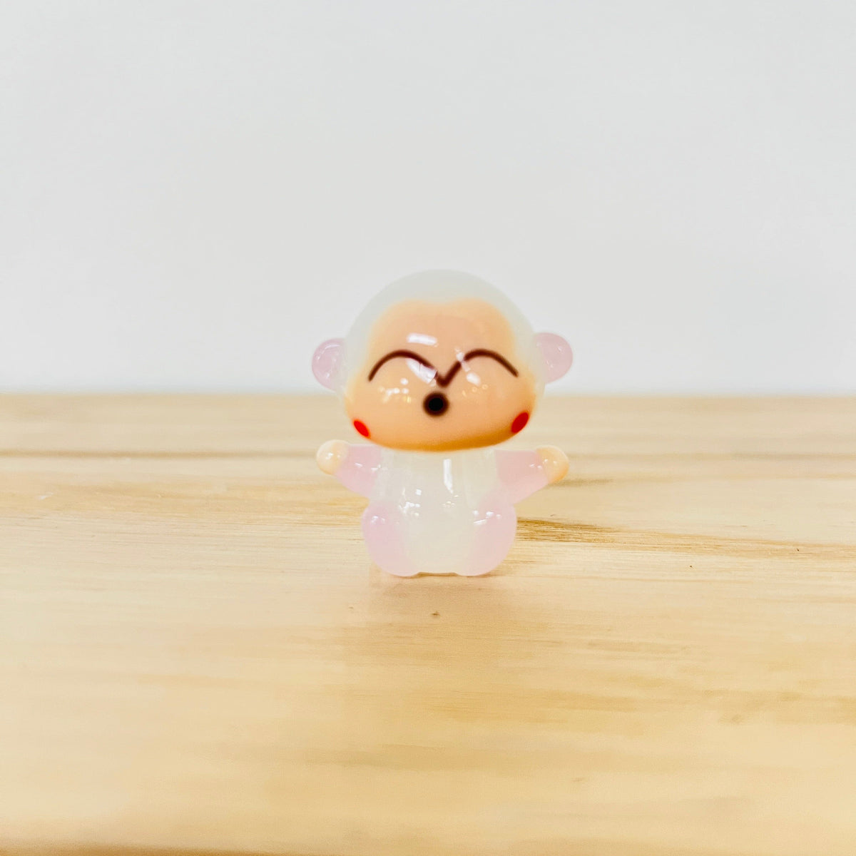 Tiny Glass Monkey, Pink/White Miniature Alex 