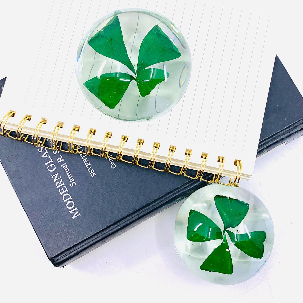 Four Leaf Clover Glass Paperweight Decor Lyman 