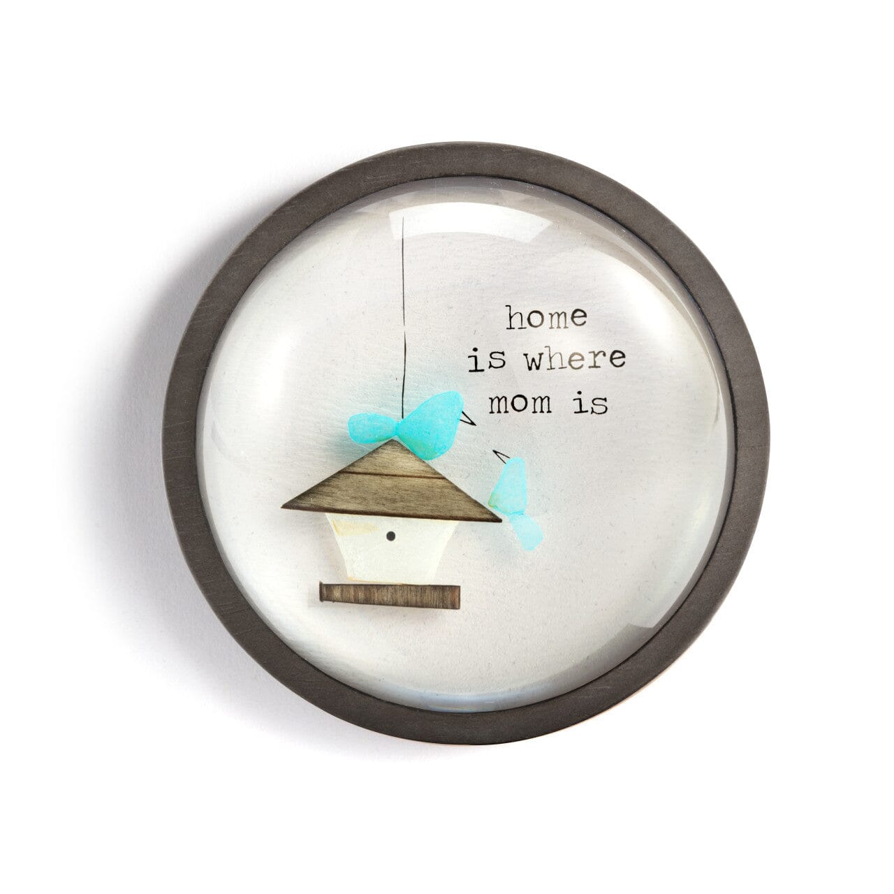 Home is Where the Mom Is Wooden Dome Paperweight 8 Decor Demdaco 