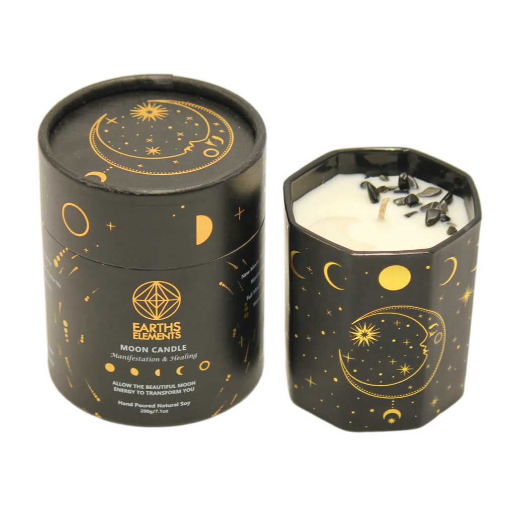 Moon Phase Crystal Candle Decor Earth's Elements 