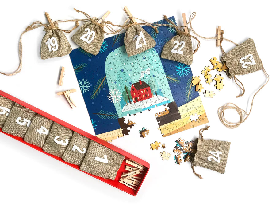 Wooden Puzzle Advent Garland, Modern Christmas TROVE 