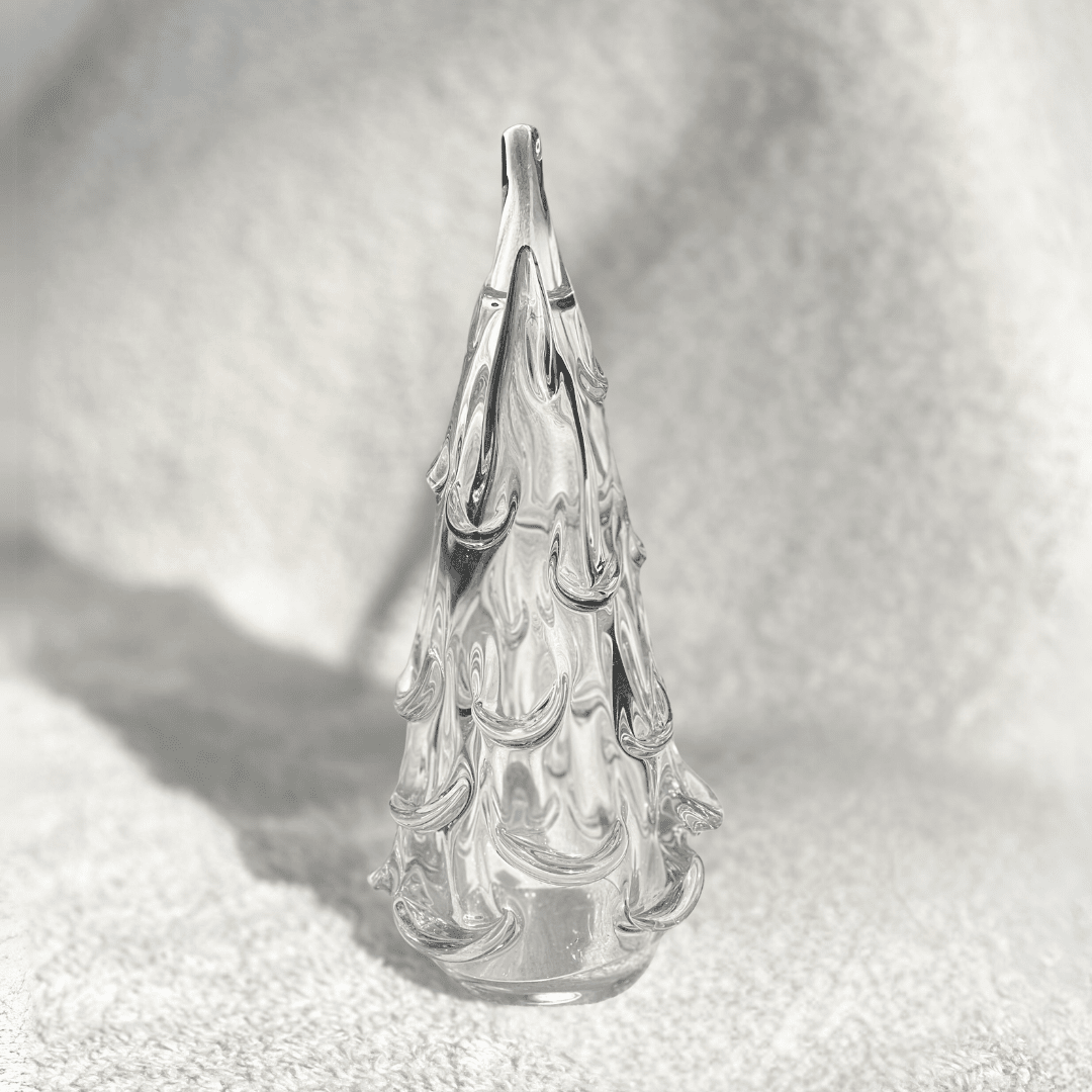 Snow Drift Blown Glass Tree 2, Clear Small Diamond Star 