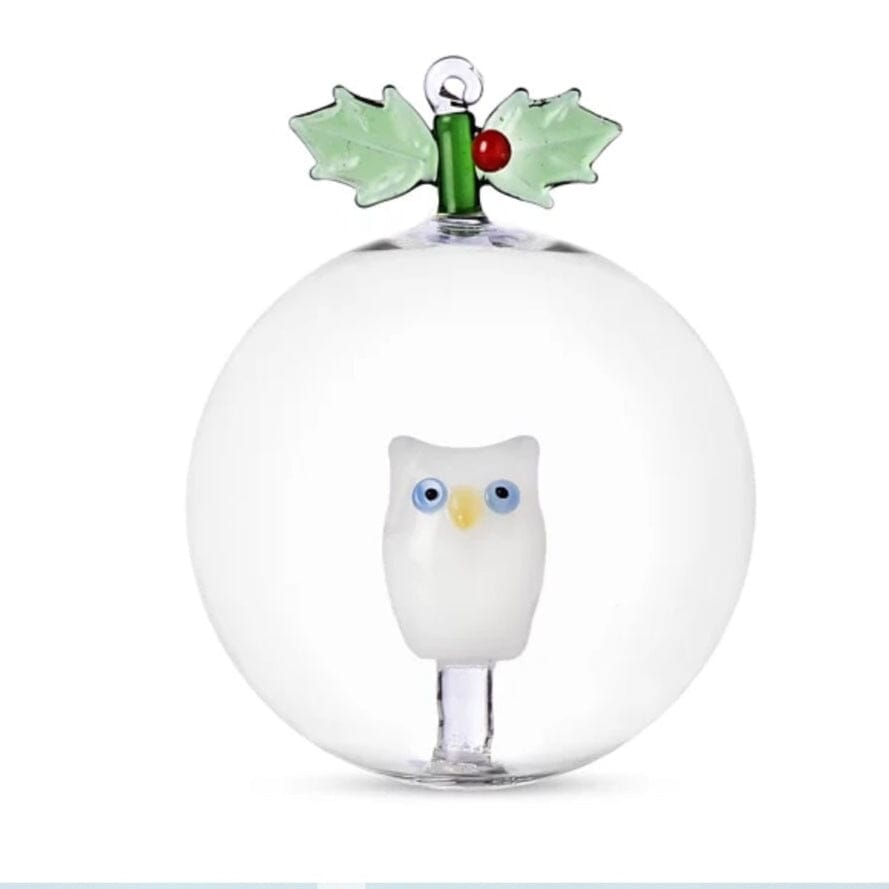 Glass Icon Ornament, Holly and Owl ICHENDORF 