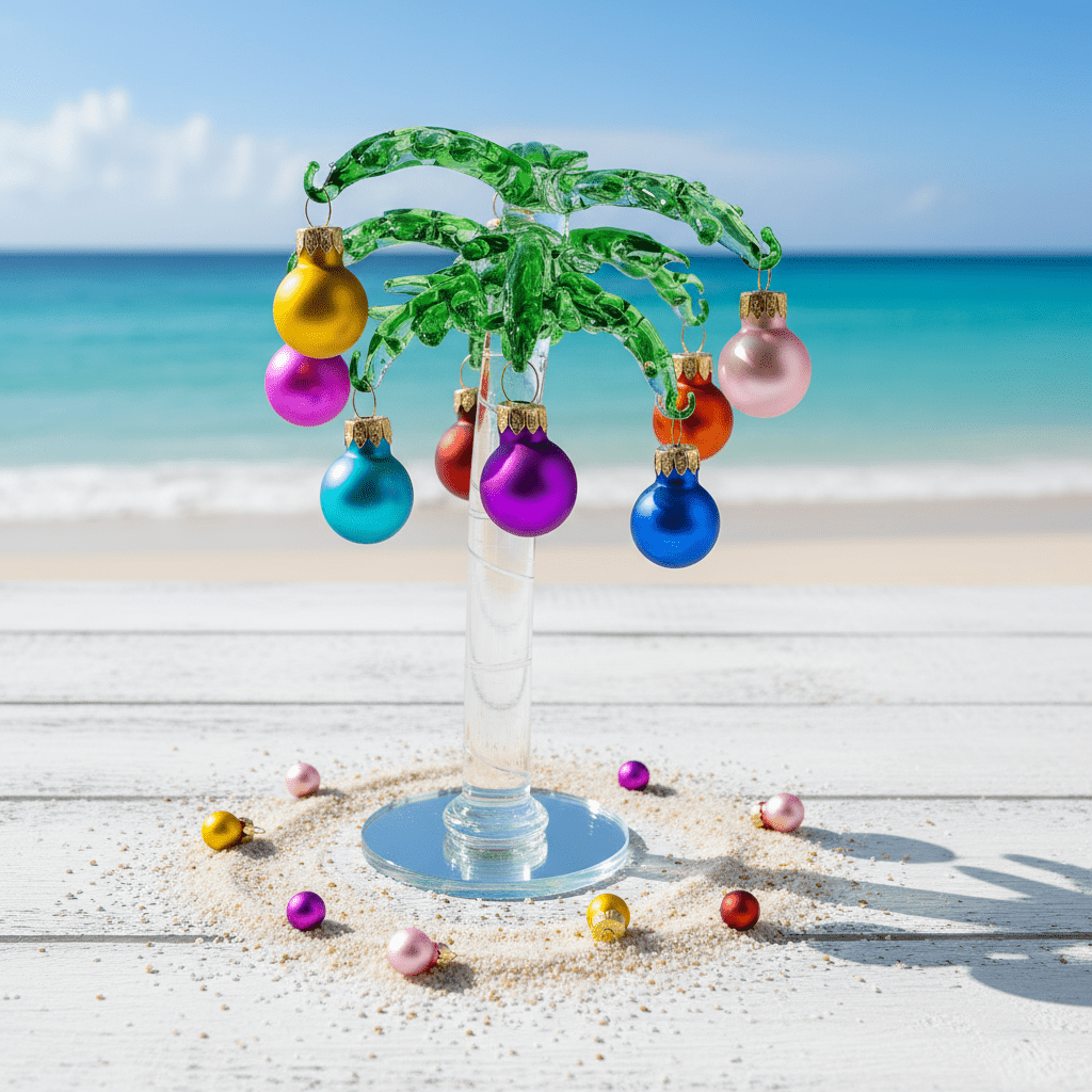 Glass Whimsical Christmas Palm Tree 9 Decor Gift Essentials 