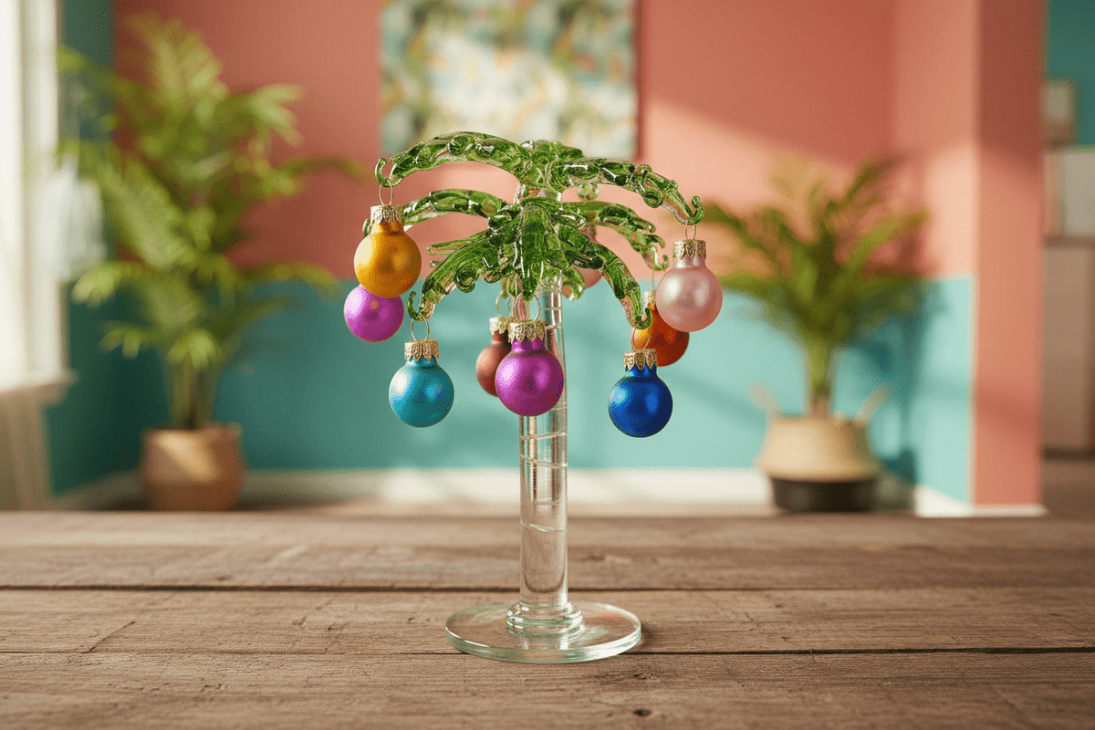 Glass Whimsical Christmas Palm Tree 9 Decor Gift Essentials 