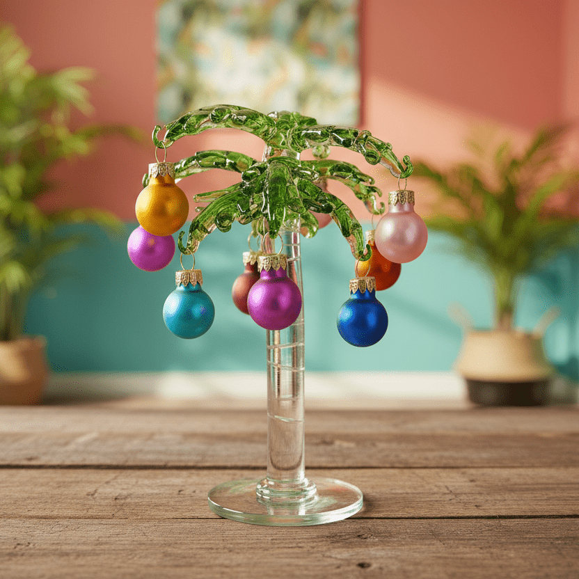 Glass Whimsical Christmas Palm Tree 9 Decor Gift Essentials 