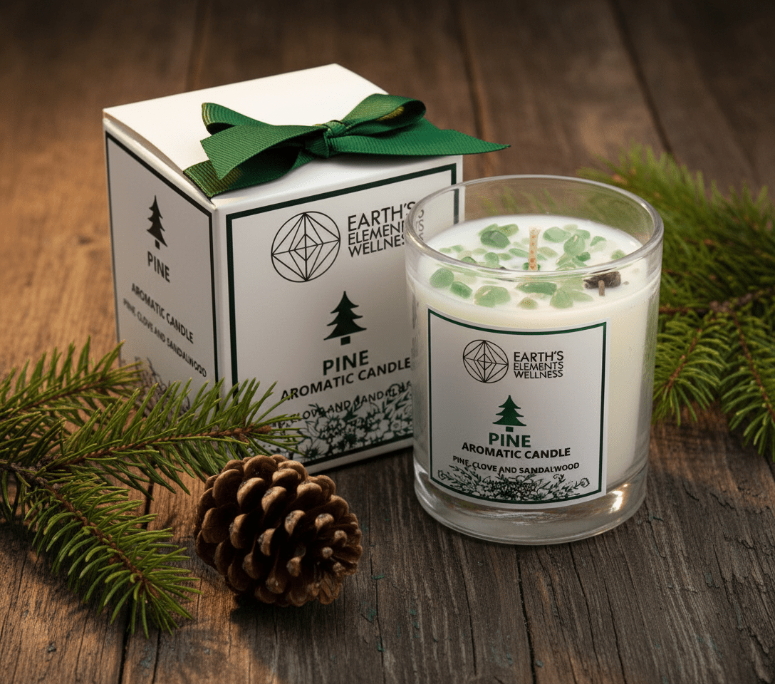 Pine Aromatic Crystal Candle Decor Earth's Elements 