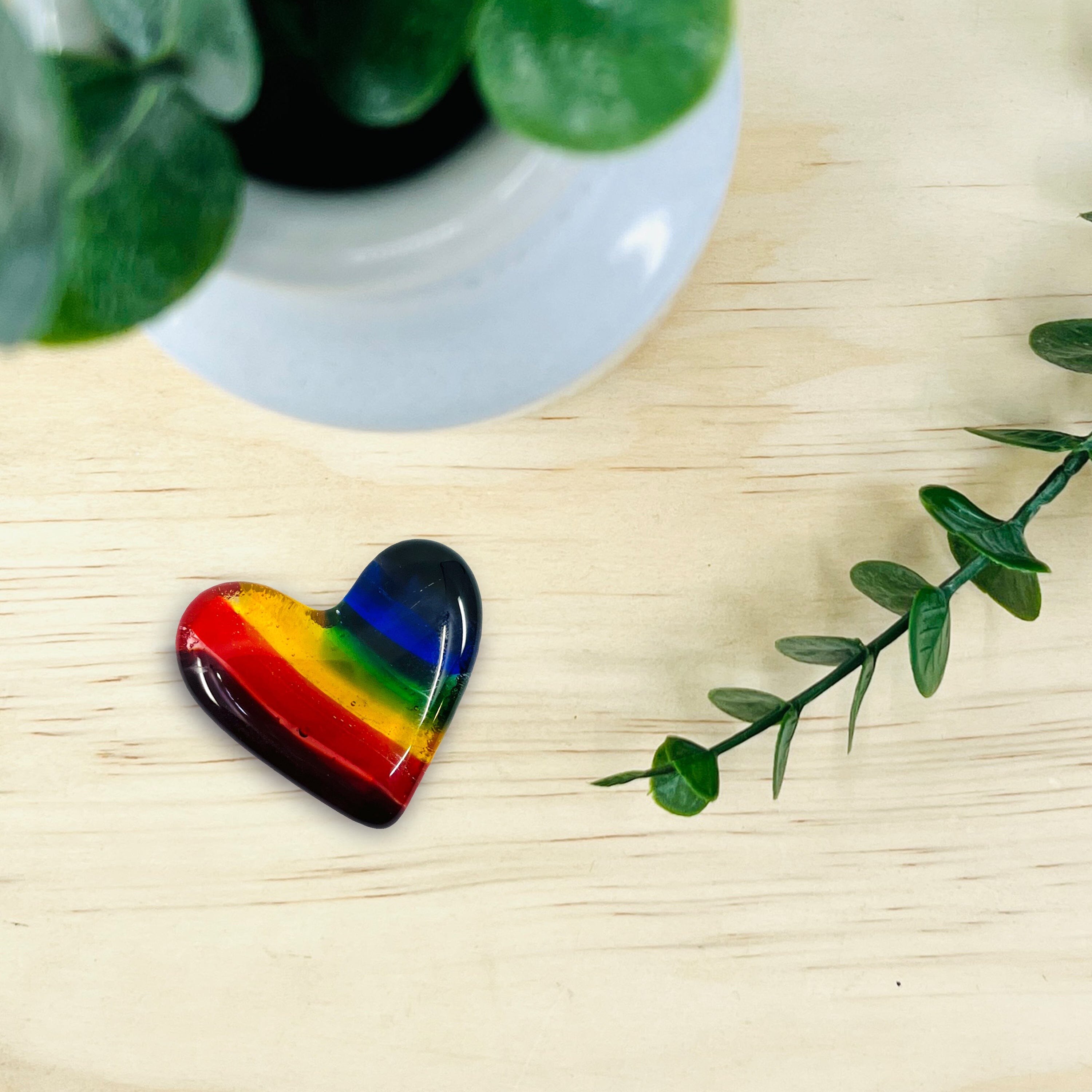 Fused Pocket Heart, Rainbow Ltd Edition - Luke Adams Glass Blowing