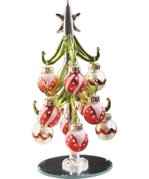 Glass Whimsical Red and White Tree 4 Decor Gift Essentials 