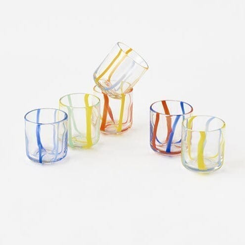 Striped Glass Tumbler, Blue Decor One Hundred 80 Degrees 