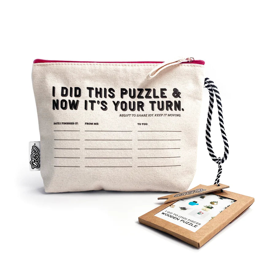 Wooden Puzzle In A Pass It On Pouch 7, Succulents TROVE 