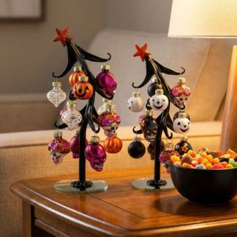 Glass Halloween Tree 29 - Sugar Skull Decor GANZ 