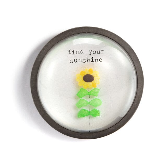 Sunflowers Wooden Dome Paperweight 4 Decor Demdaco 