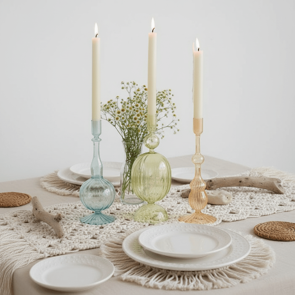 10" Vintage Chic Glass Taper Holder Creative Co-Op 