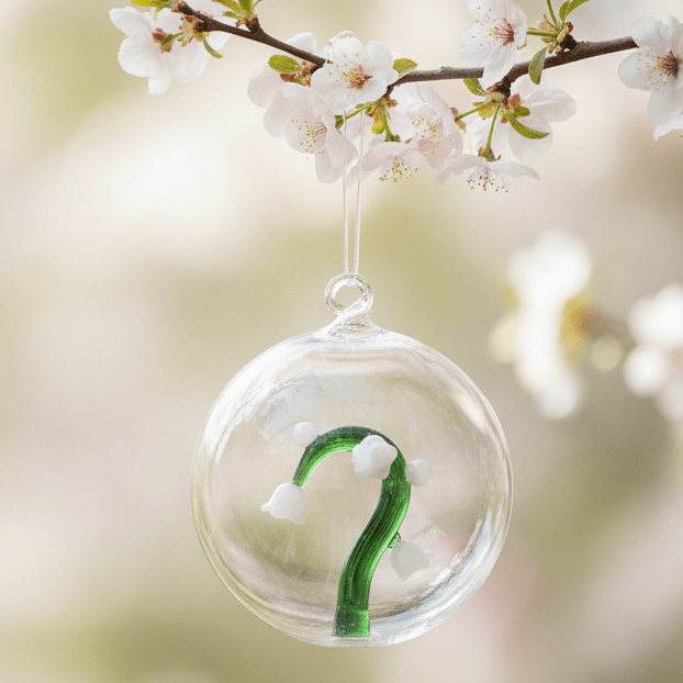Glass Icon Ornament, Baby's Breath White Flower ICHENDORF 