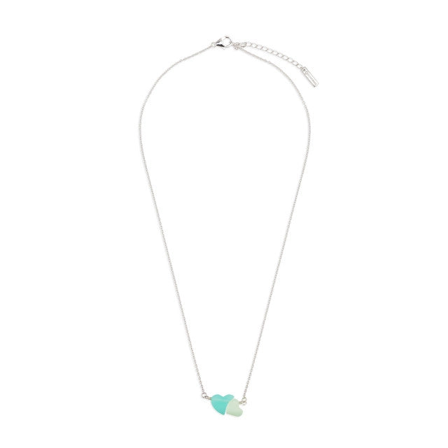 Sea Glass Necklace, Double Heart Decor Demdaco 